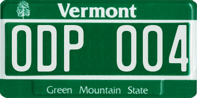 VT license plate ODP004