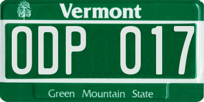 VT license plate ODP017