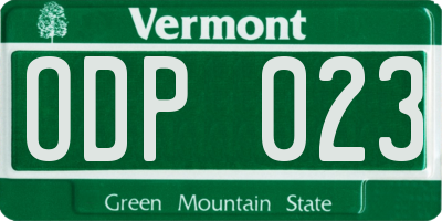 VT license plate ODP023