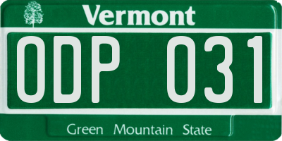 VT license plate ODP031
