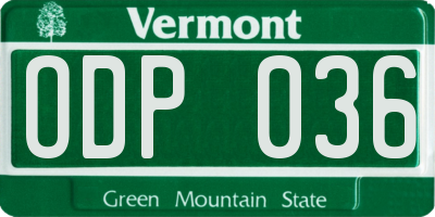 VT license plate ODP036