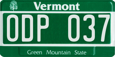 VT license plate ODP037