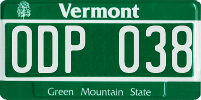 VT license plate ODP038
