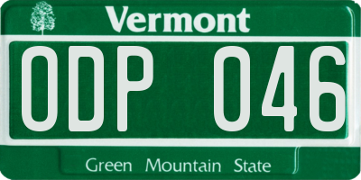 VT license plate ODP046