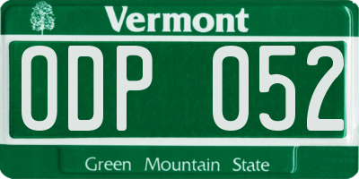 VT license plate ODP052