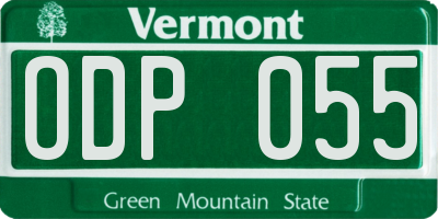 VT license plate ODP055