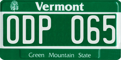 VT license plate ODP065