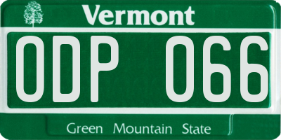VT license plate ODP066