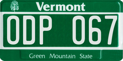 VT license plate ODP067