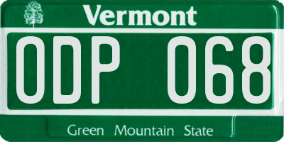 VT license plate ODP068