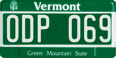 VT license plate ODP069