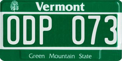 VT license plate ODP073