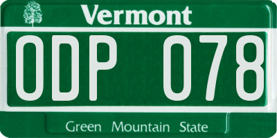 VT license plate ODP078