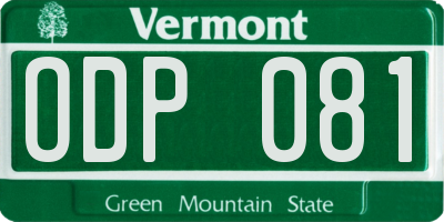 VT license plate ODP081