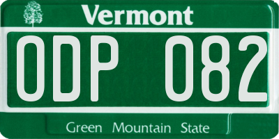 VT license plate ODP082