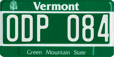 VT license plate ODP084
