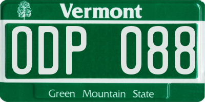 VT license plate ODP088