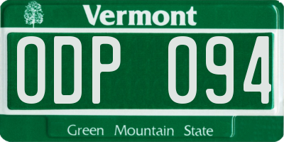 VT license plate ODP094