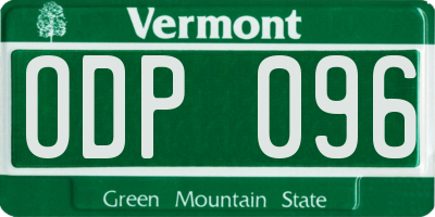 VT license plate ODP096