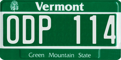 VT license plate ODP114