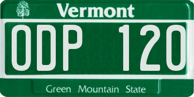 VT license plate ODP120