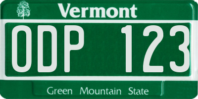 VT license plate ODP123