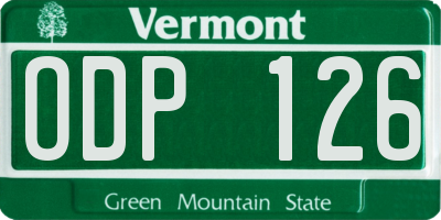 VT license plate ODP126