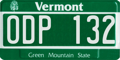 VT license plate ODP132