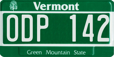 VT license plate ODP142