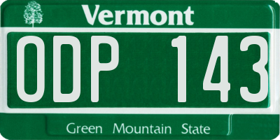 VT license plate ODP143