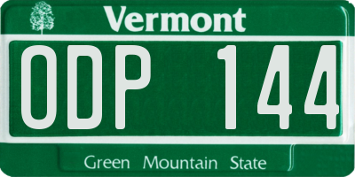 VT license plate ODP144