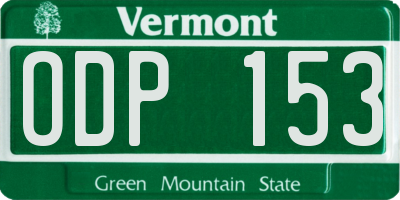 VT license plate ODP153