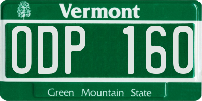 VT license plate ODP160