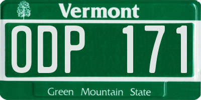 VT license plate ODP171