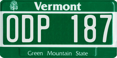 VT license plate ODP187