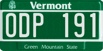 VT license plate ODP191