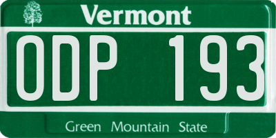 VT license plate ODP193