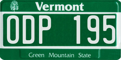 VT license plate ODP195