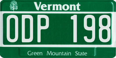 VT license plate ODP198