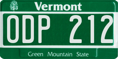VT license plate ODP212