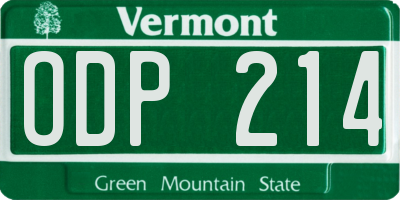 VT license plate ODP214