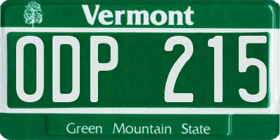 VT license plate ODP215