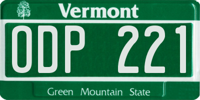 VT license plate ODP221