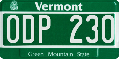VT license plate ODP230