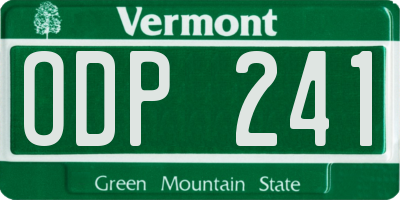 VT license plate ODP241