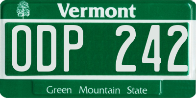VT license plate ODP242
