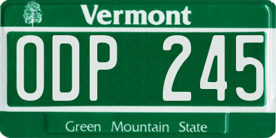 VT license plate ODP245