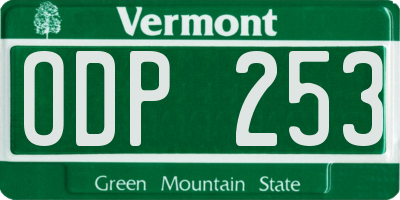 VT license plate ODP253