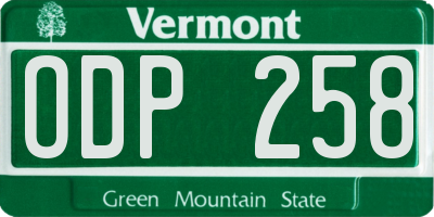 VT license plate ODP258