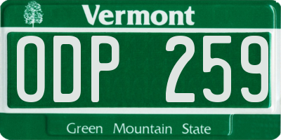 VT license plate ODP259